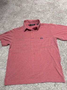 Travis Mathew Heathered Rose Polo with Subtle Stripe Detail